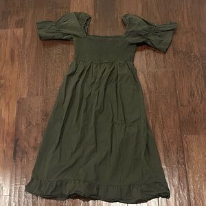 Chic Olive Green Off-Shoulder Dress